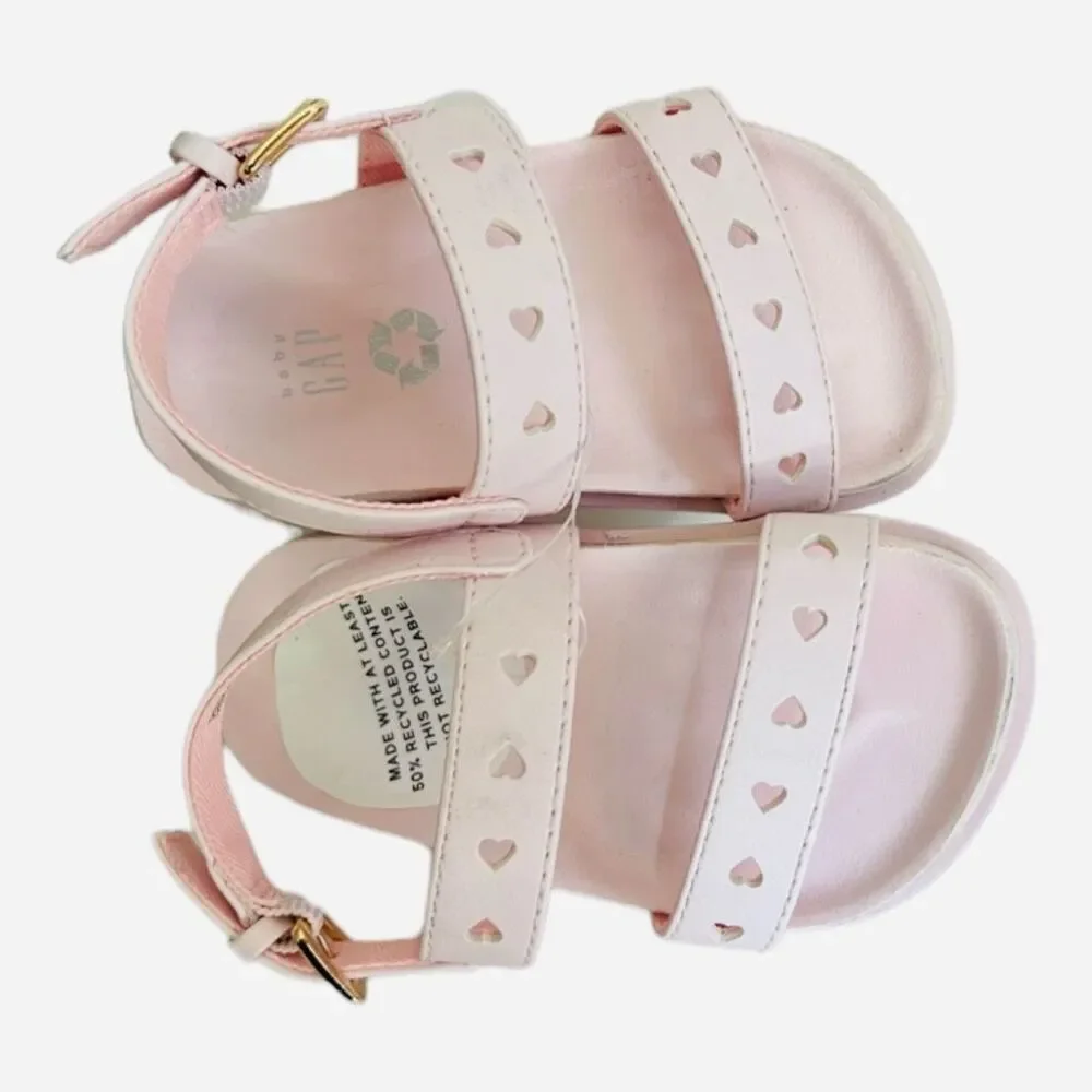 Brand New Baby Girls Gap Laser Cut Heart Slingback Summer Sandals - Sz 5/6